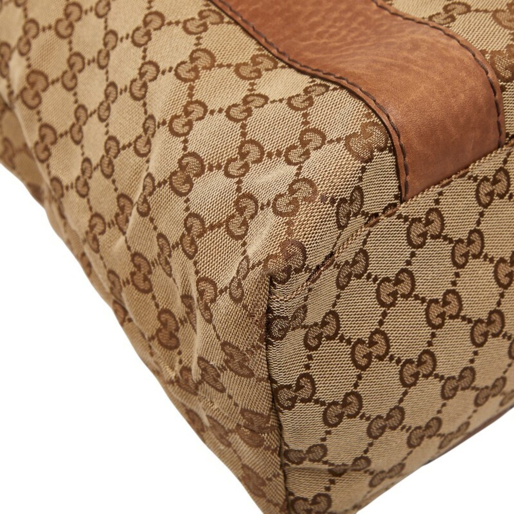 Gucci GG Canvas Bamboo Tote Bag Beige Brown Leather - Picture 4 of 10